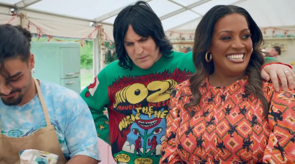 Dylan, Noel Fielding and Alison Hammond on Great British Bake Off