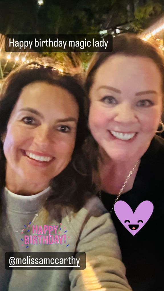 Mariska Hargitay shares a selfie with Melissa McCarthy for her birthday, posted on Instagram Stories