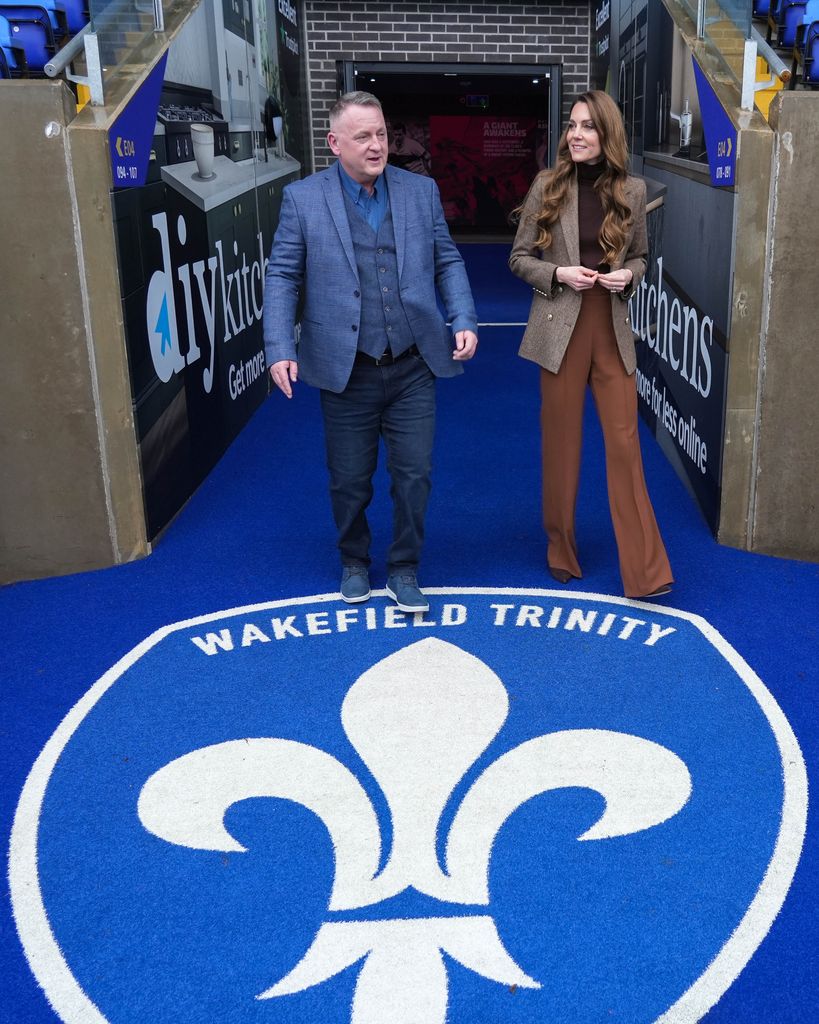 La princesse de Galles lors d'une visite au club de Wakefield Trinity Rugby League le 27 janvier
