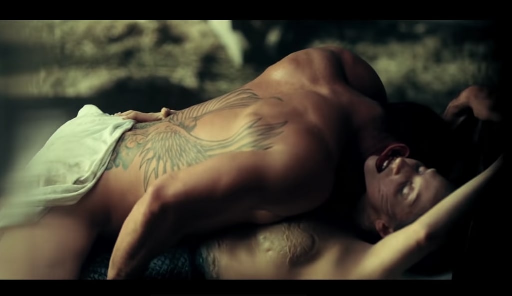 Taylor Kinney showed off his tattoos in the music video with Lady Gaga