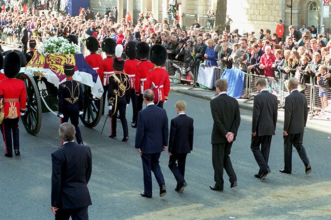 prince harry and william walk behind diana coffin