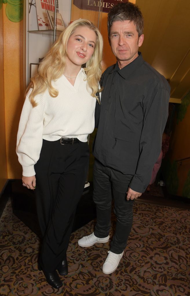 Anais Gallagher and Noel Gallagher attend the Ozwald Boateng show during London Fashion Week February 2022 at The Savoy Theatre on February 21, 2022 in London, England