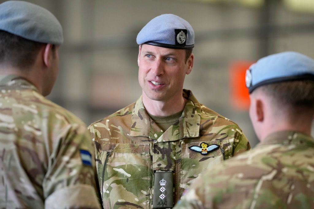 Prince William speaking to service personnel at the Army Aviation Centre