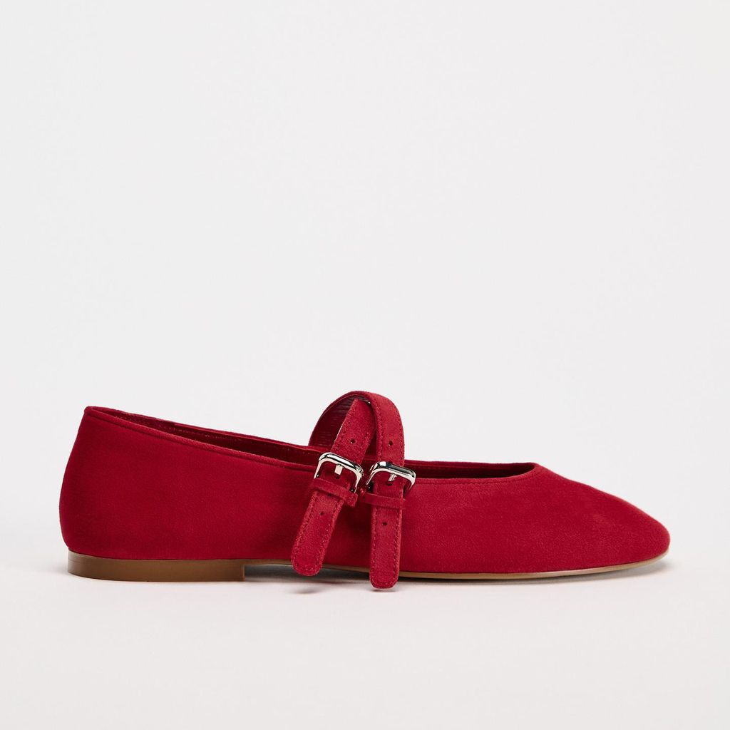 Zara Red Leather Ballet Flats