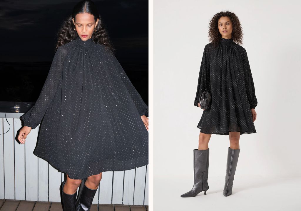 Hush Diamante Chiffon Mini Dress