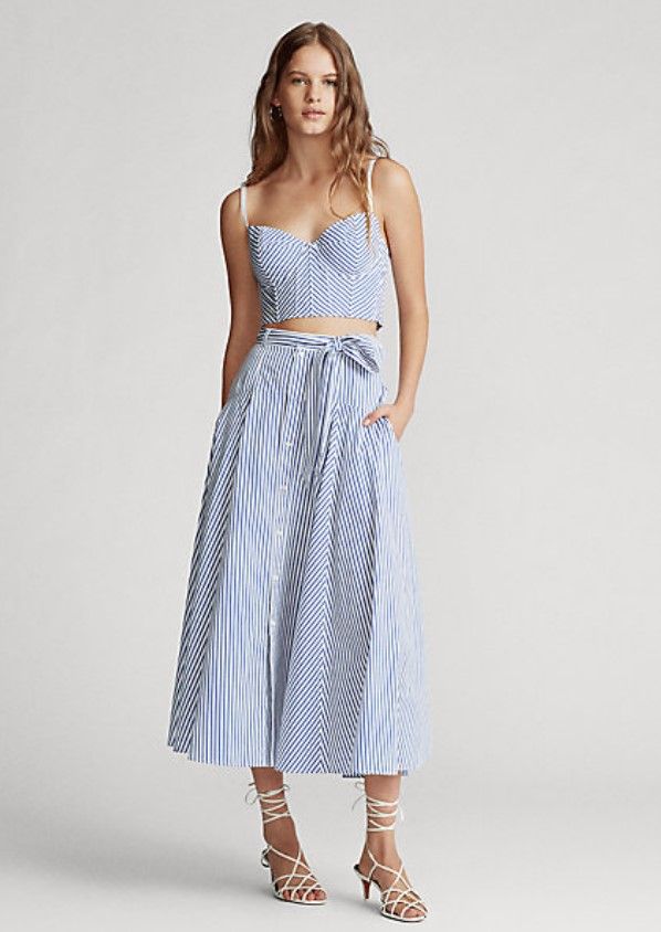 Ralph Lauren Striped Cotton A-Line Skirt and Top