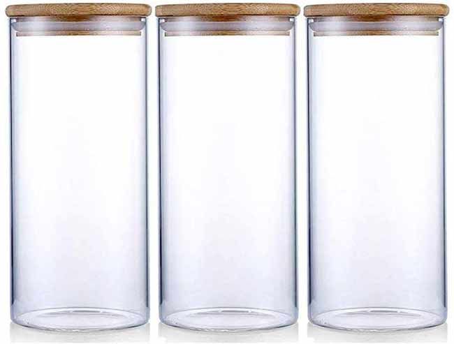 Amazon pack of three glass storage jars