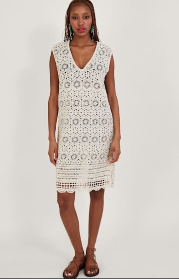 marks and spencer white crochet dress 