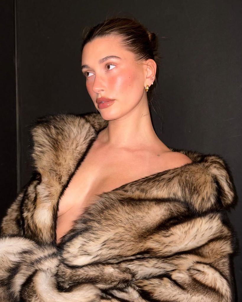 Hailey Bieber fur coat