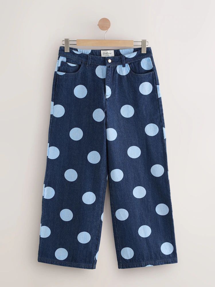 Cath Kidston Navy Spot Wide Leg Jeans