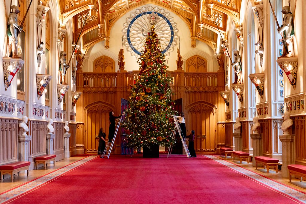 The Garter Star adorns the top of the Christmas Tree in St George's Hall