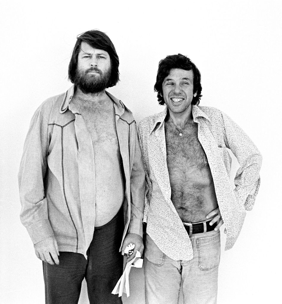 Brian Wilson (L) with Dr. Eugene Landy outside rehearsal for 3rd Annual Rock Awards at The Hollywood Palladium in Hollywood, CA 1977