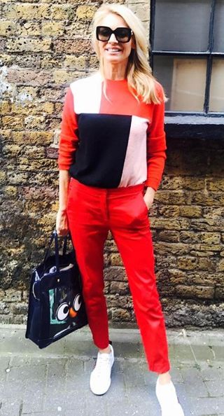 tess daly red trousers instagram
