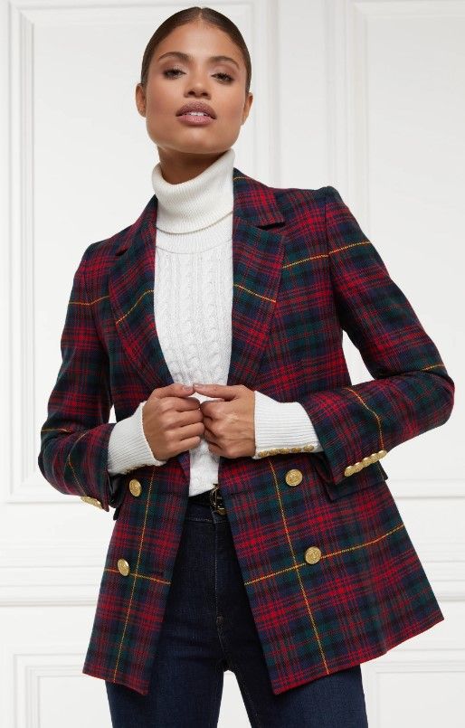 Holland Cooper heritage print tartan blazer