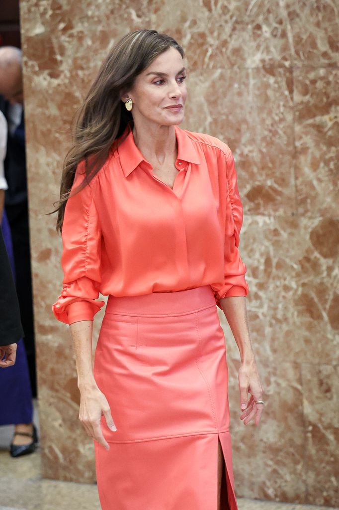MADRID, SPAIN - OCTOBER 02: Queen Letizia of Spain attends the UNICEF Espana Awards 2025 at CSIC Consejo Superior de Investigaciones CientÃ­ficas on October 02, 2025 in Madrid, Spain. (Photo by Paolo Blocco/Getty Images)