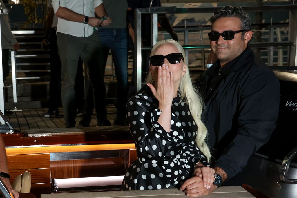  Lady Gaga and Michael Polansky are seen arriving at the Venice's airport during the 81st Venice International Film Festival 