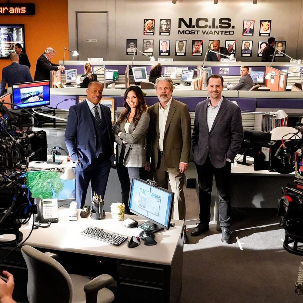 NCIS cast members filming on set 