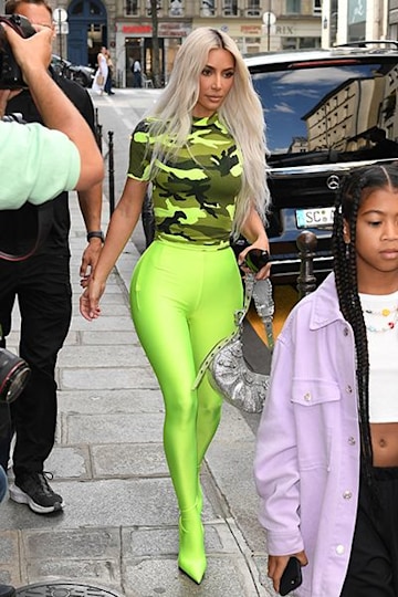 Kim Kardashian rocks skin-tight neon green Balenciaga leggings in Paris –  see photos