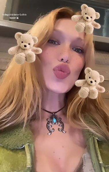 Bella Hadid Pouts With Blonde Hair