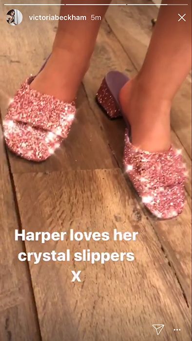 harper beckham crystal slippers on instagram