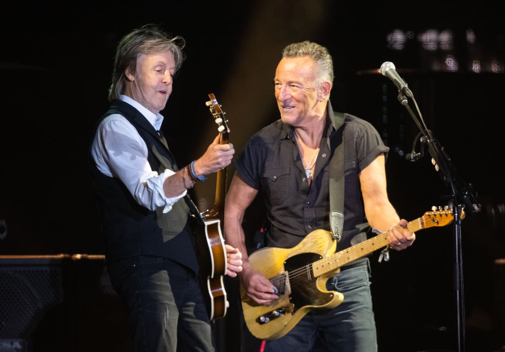 Paul McCartney performs with Bruce Springsteen at Glastonbury Festival