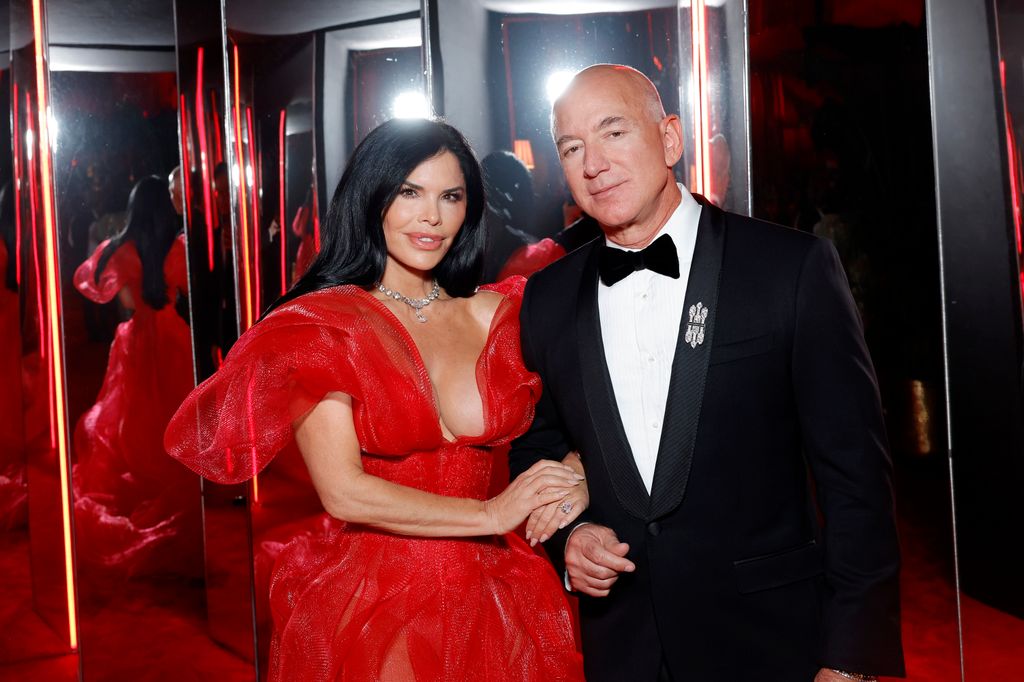 Lauren SÃ¡nchez and Jeff Bezos attend the 2024 Vanity Fair Oscar Party Hosted By Radhika Jones at Wallis Annenberg Center for the Performing Arts on March 10, 2024 in Beverly Hills, California.