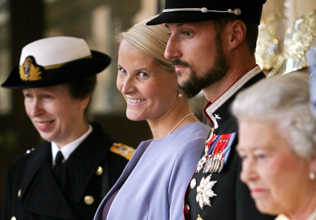 Princess Anne with Crown Princess Mette Marit (2nd L) of Norway, Crown Prince Haakon