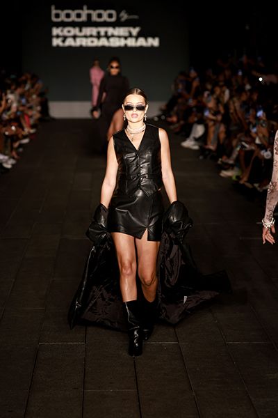 Kourtney Kardashian Boohoo Show Leather Mini