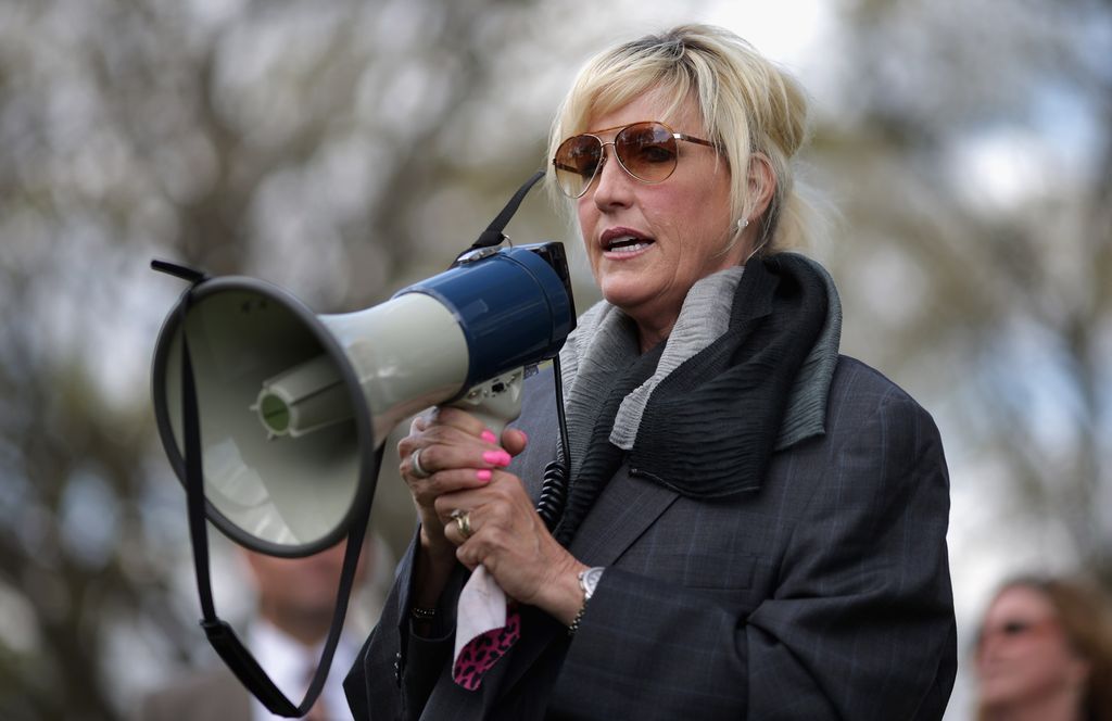 Erin Brockovich holding megaphone