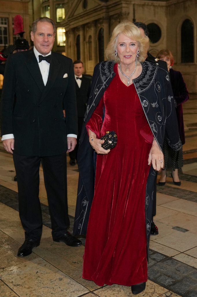 Queen Camilla arrives to attend the Biennial RIFLES Awards Dinner on November 27, 2025 in London, England
