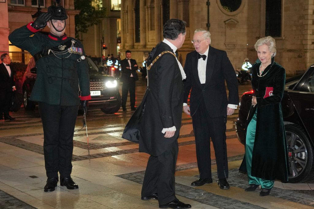 LONDON, ENGLAND - NOVEMBER 27: Prince Richard, Duke of Gloucester and Birgitte, Duchess of Gloucester are greeted as they arrive the Biennial RIFLES Awards Dinner on November 27, 2025 in London, England. (Photo by Kin Cheung - WPA Pool/Getty Images)