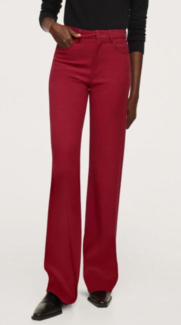 red flared trousers