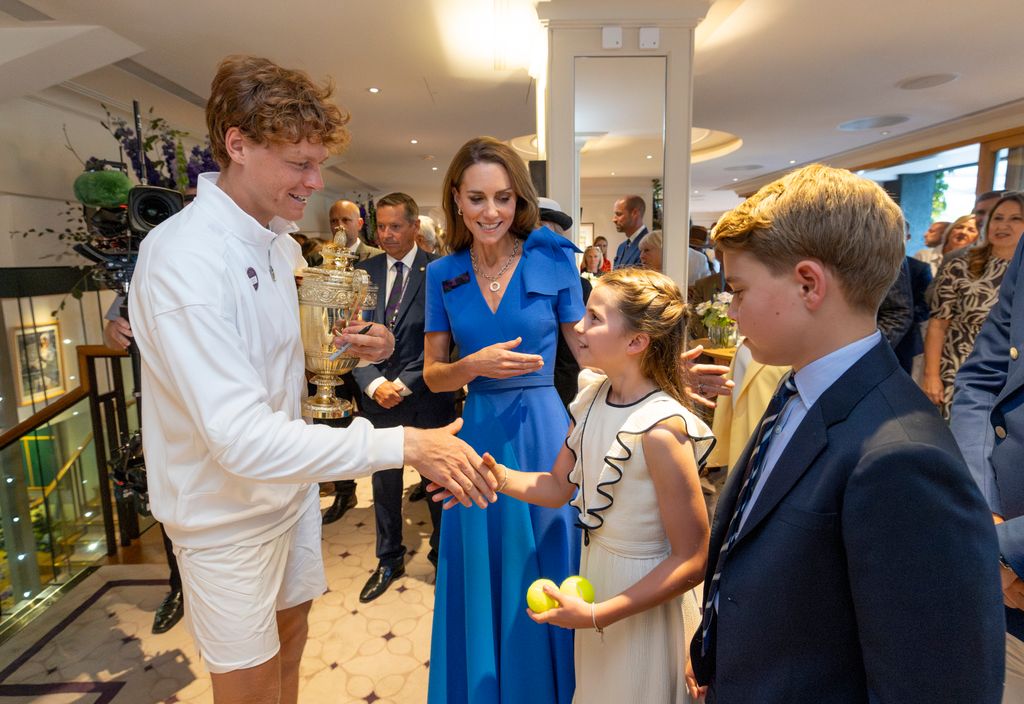 Jannik Sinner shakes hands with Princess Charlotte after his victory at the Wimbledon Men's Singles Final
