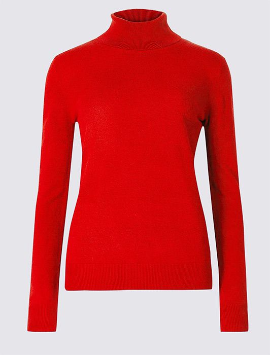 Marks and Spencer red polo neck jumper
