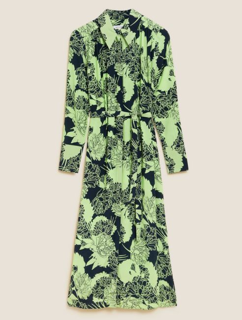 josie gibson green black floral shirt dress marks and spencer