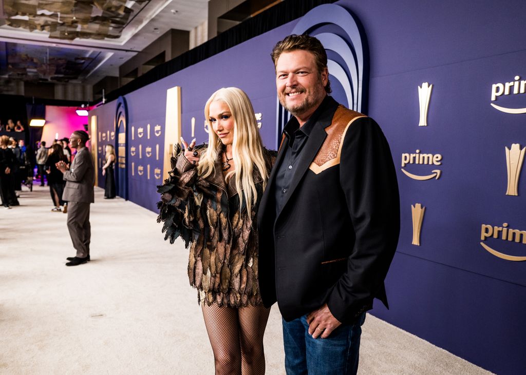  Gwen Stefani and Blake Shelton attend the 59th Academy of Country Music Awards at The Star in Frisco