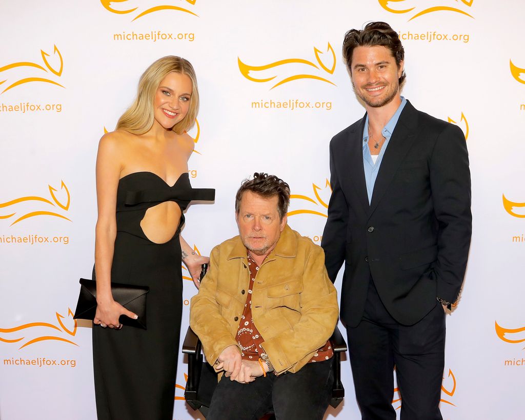 Kelsea Ballerini, Michael J. Fox, and Chase Stokes attend "A Country Thing Happened on the Way to Cure Parkinson's" benefitting The Michael J. Fox Foundation at The Fisher Center for the Performing Arts on April 16, 2025 in Nashville, Tennessee