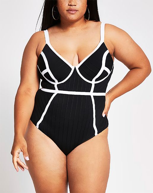 plus size black and white very swimsuit