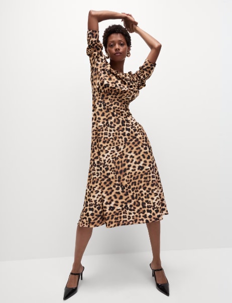 Leopard print midi dress