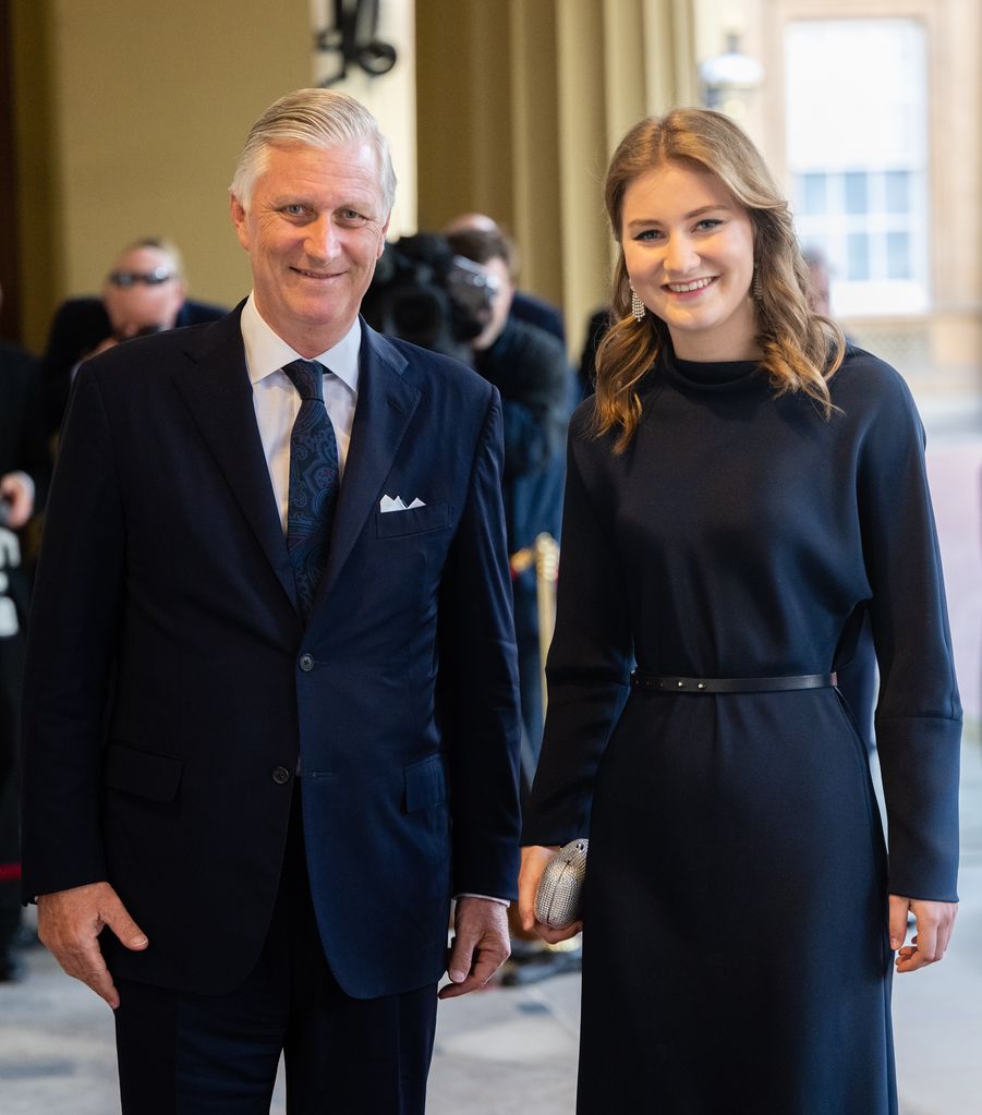 King Philippe of Belgium and Princess Elisabeth, Duchess of Brabant attend the Coronation Reception For Overseas Guests at Buckingham Palace on May 05, 2023 in London, England