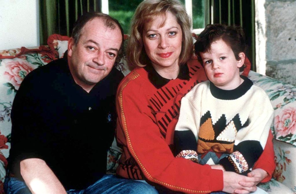 Denise Welch and Tim Healy with Matty Healy in 1997