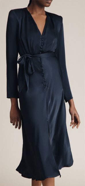Silk ghost navy midi dress