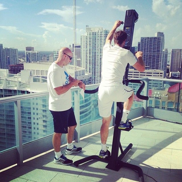 Andy using a VersaClimber whilst training in Miami