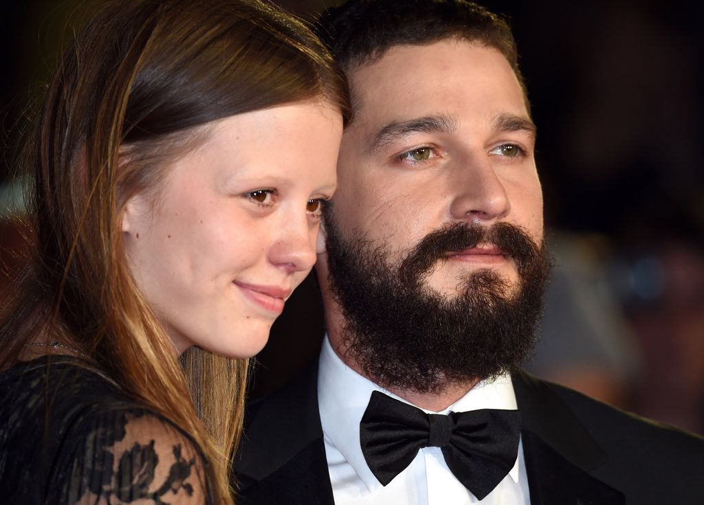 LONDON, ENGLAND - OCTOBER 19:  Mia Goth and Shia LaBeouf attend the closing night Gala screening of "Fury" during the 58th BFI London Film Festival at Odeon Leicester Square on October 19, 2014 in London, England.  (Photo by Karwai Tang/WireImage)