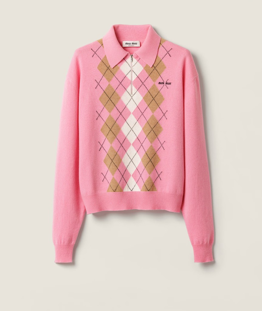 Cashmere half-zipper polo shirt
 miu miu