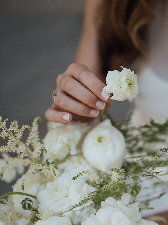micro french bridal manicure nails