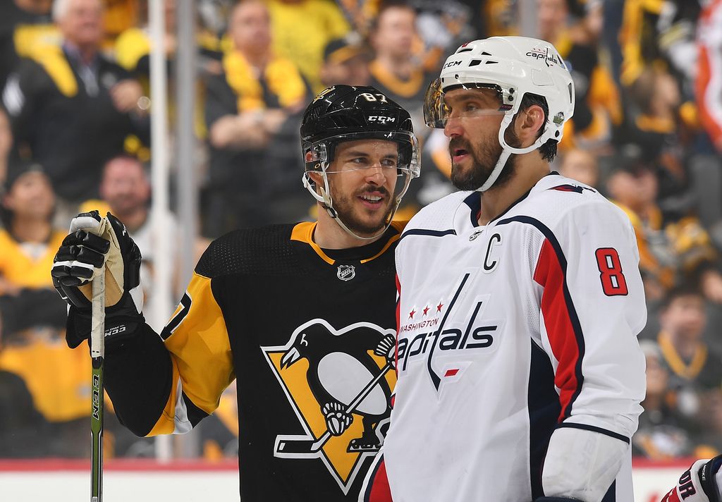 Sidney Crosby and Alex Ovechkin in hockey gear