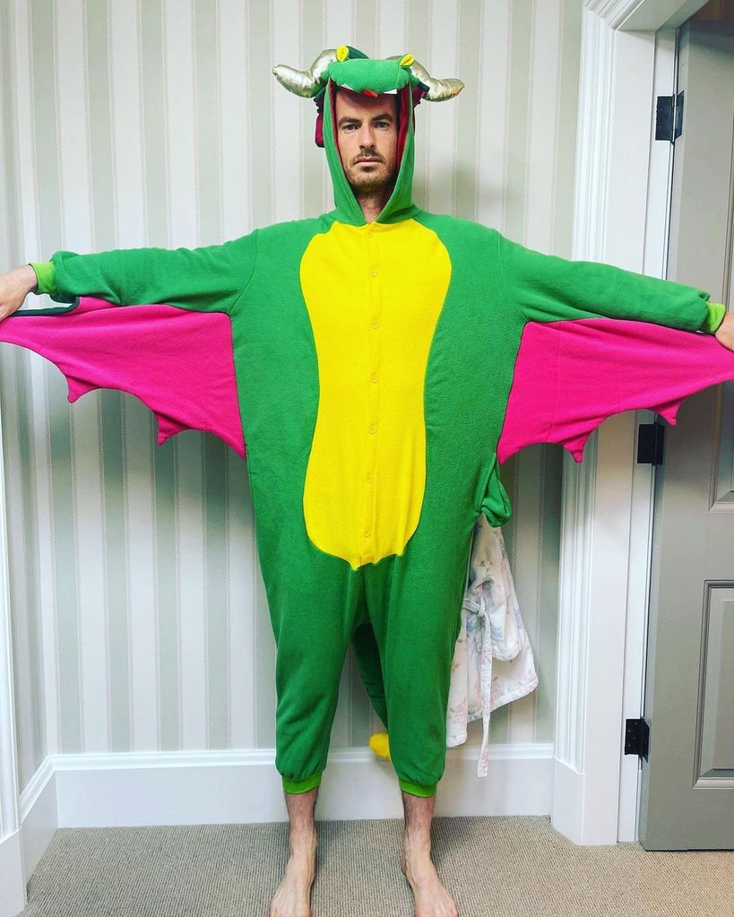 Andy wearing a dragon costume 