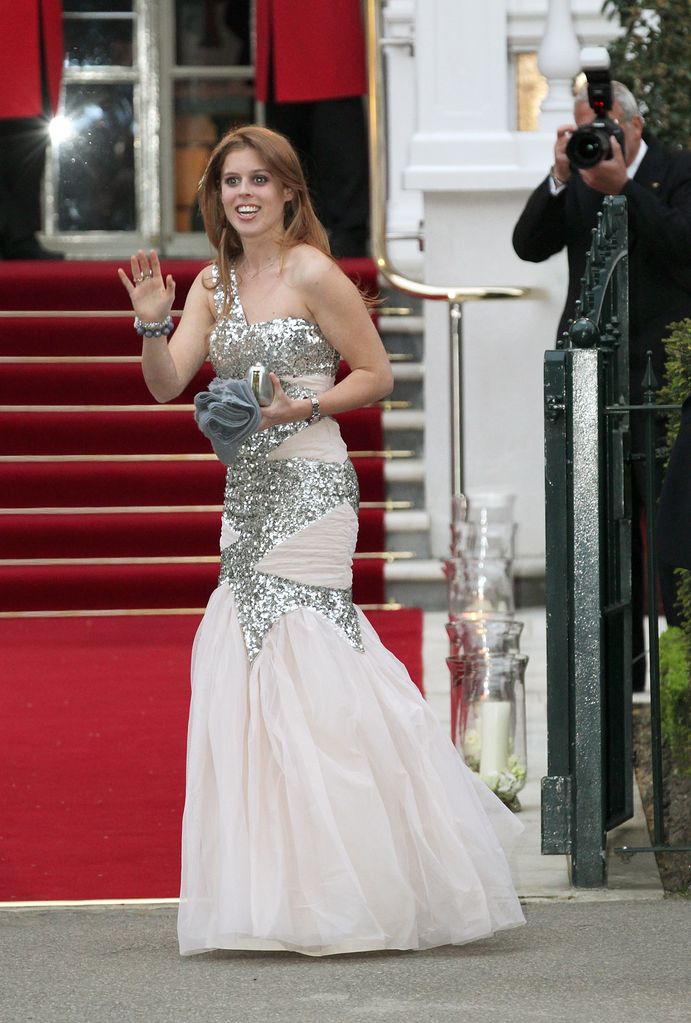 Princess Beatrice of York attends a gala pre-wedding dinner held at the Mandarin Oriental Hyde Park on the eve of the Royal Wedding of Prince William to Catherine Middleton 