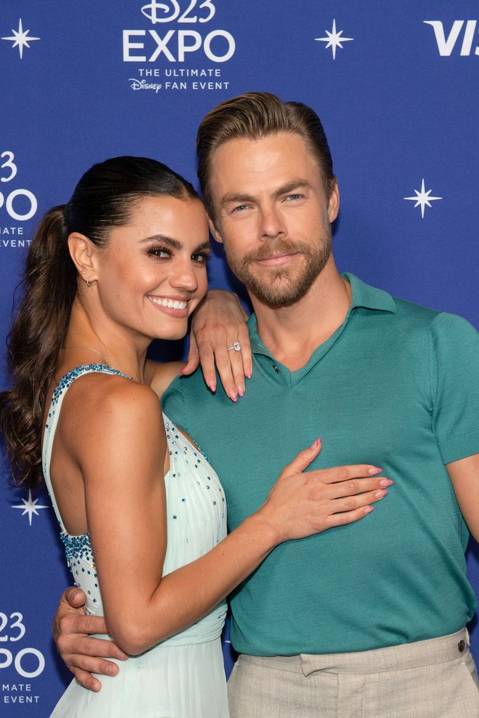 Hayley Erbert and Derek Hough at a Disney Explo in 2022